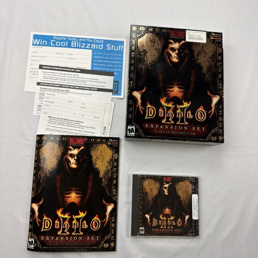 Diablo II 2 Lord of Destruction Expansion Set Big Box Complete + Strategy Guide